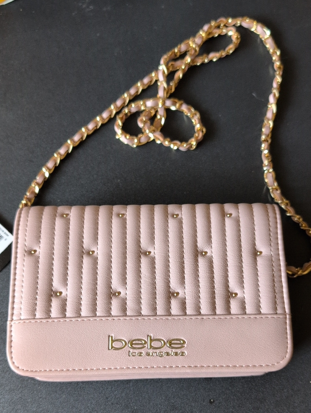 bebe Blush Quilted Crossbody with Gold Chain